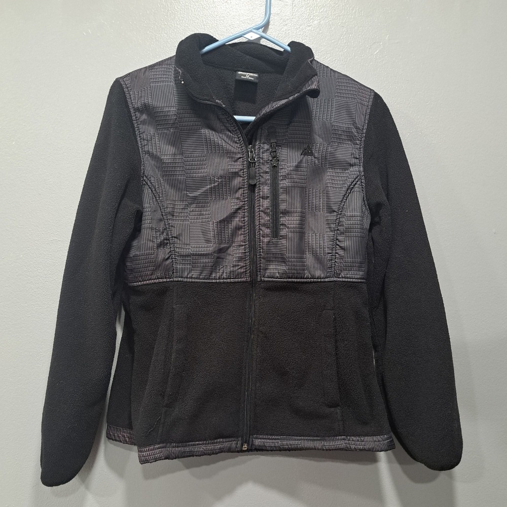 Snozu Women's MEDIUM Platinum Collection Black Fleece‎ Jacket Nylon Trim